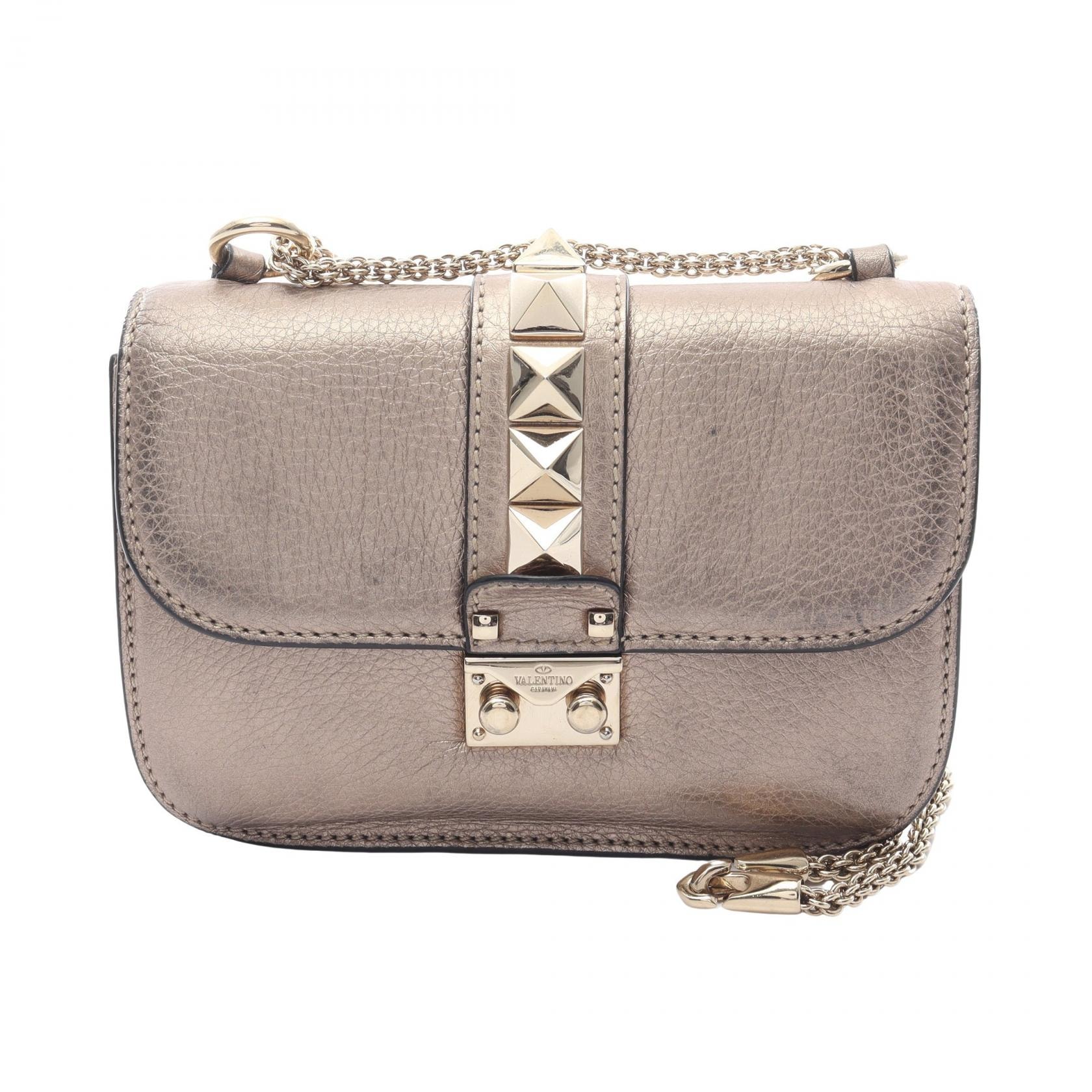 ヴァレンチノ Valentino ロックスタッズ ショルダーバッグ バッグ レザー レディース ゴールド系 【中古】