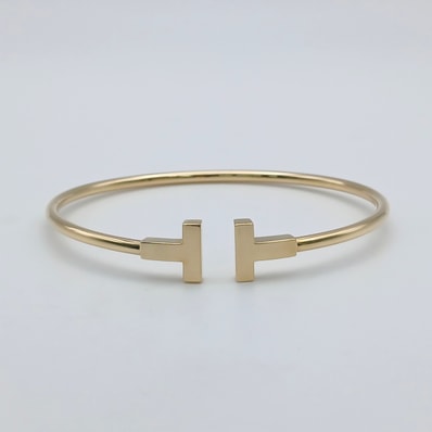 TIFFANY&Co. ティファニー Tワイヤーブレスレット 750YG バングル K18イエローゴールド イエローゴールド レディース【中古】