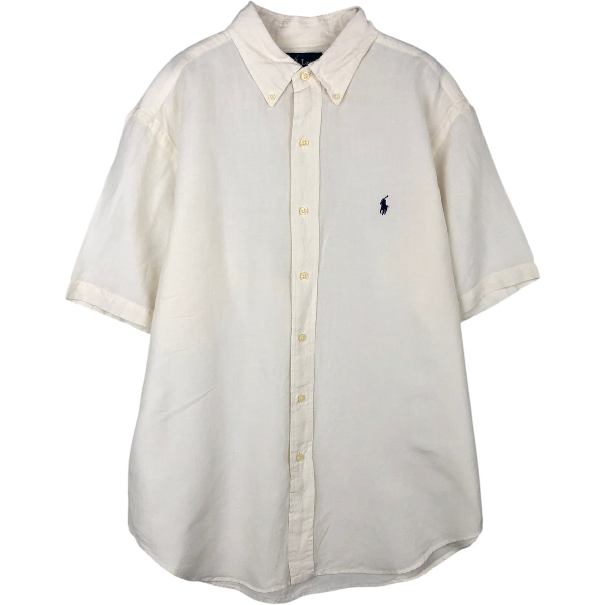 古着 ラルフローレン Ralph Lauren CLASSIC FIT 半袖 リネン ボタンダウンシャツ メンズL相当/rab182085