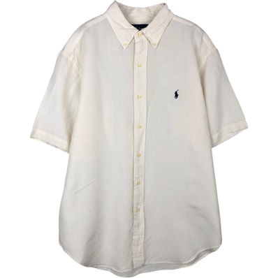 古着 ラルフローレン Ralph Lauren CLASSIC FIT 半袖 リネン ボタンダウンシャツ メンズL相当/rab182085