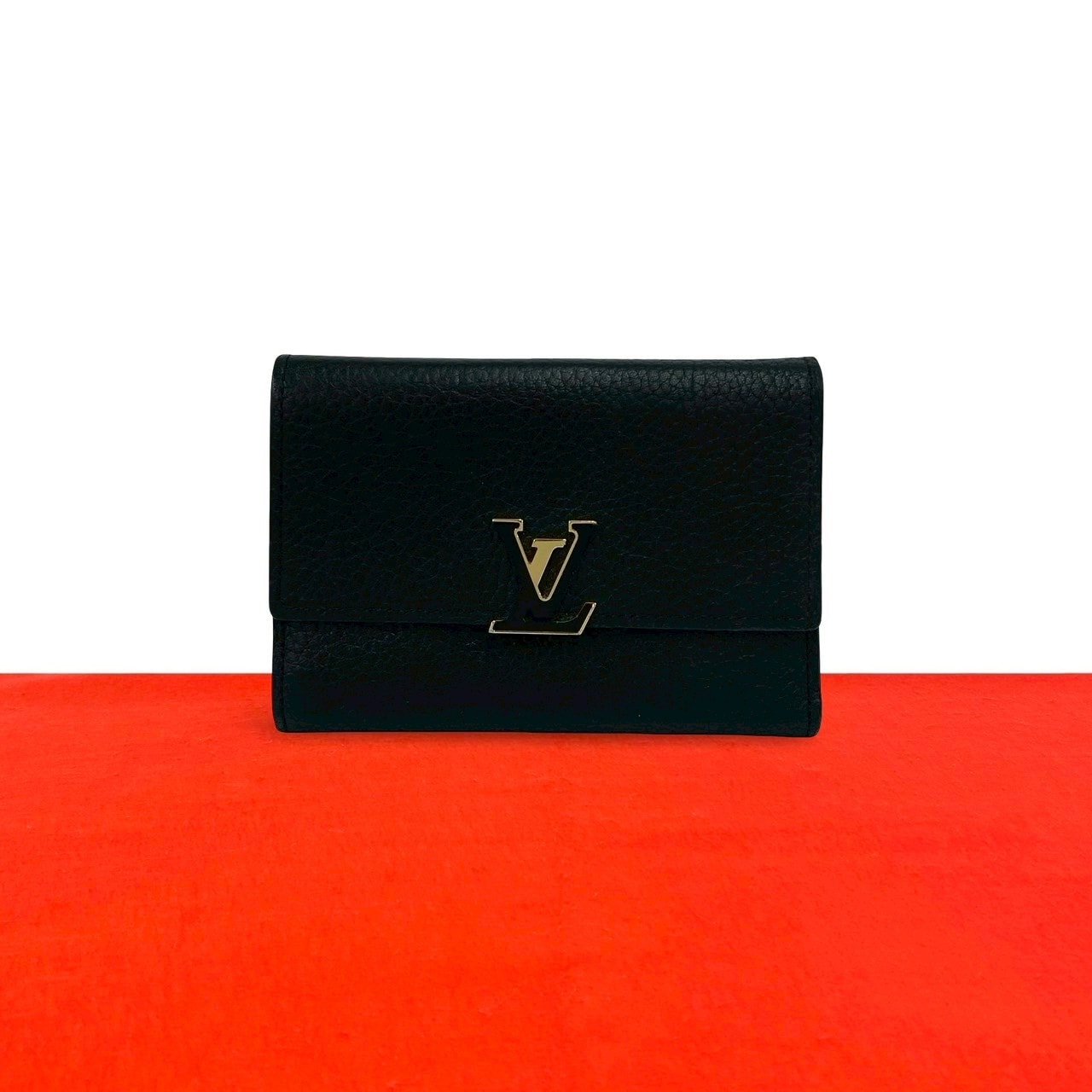 LOUIS VUITTON ルイヴィトン ポルトフォイユ カプシーヌ コンパクト レザー 三つ折り財布 ブラック
 16749