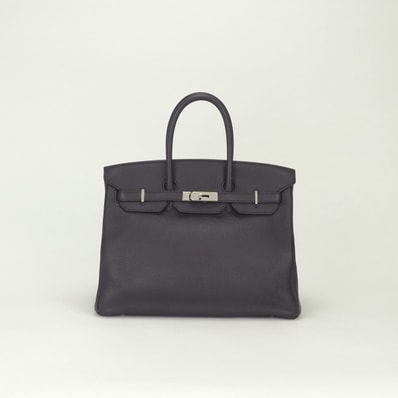 エルメス HERMES バーキン35 バーキン 35 バッグ トートバッグ トゴ レザン Raisin パープル Purple 紫 シルバー金具 ハンドバッグ