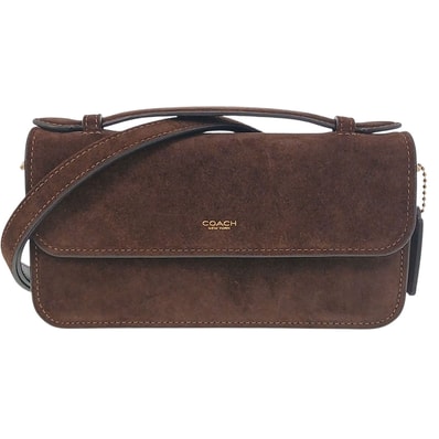 COACH コーチ エローラ トップハンドル クロスボディバッグ ショルダーバッグ CDD59 スウェード ブラウン レディース【中古】