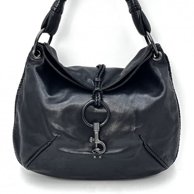 BOTTEGA VENETA(ボッテガ・ヴェネタ)ワンショルダーバッグ ヴィンテージ ナッパレザー ブラック イントレチャート レディース ハンドバッグ【中古】