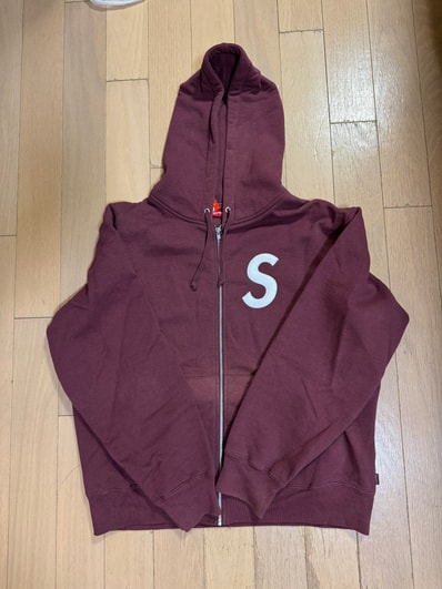 Supreme S Logo Zip Up Hooded Sweatshirt "Maroon" (FW24)