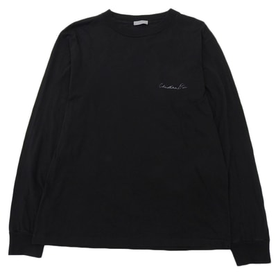 ディオール コットン Lily of the Valley バックプリント ロングスリーブ カットソー トップス ブラック S 49DJ645A0817 S