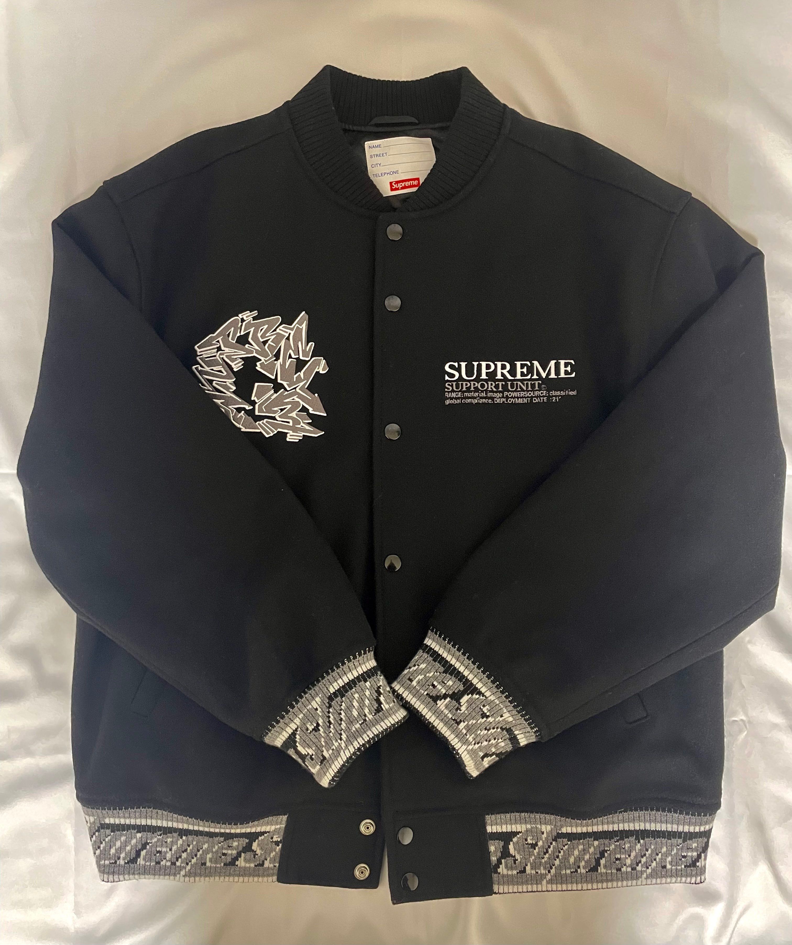 Supreme Support Unit Varsity Jacket "Black"