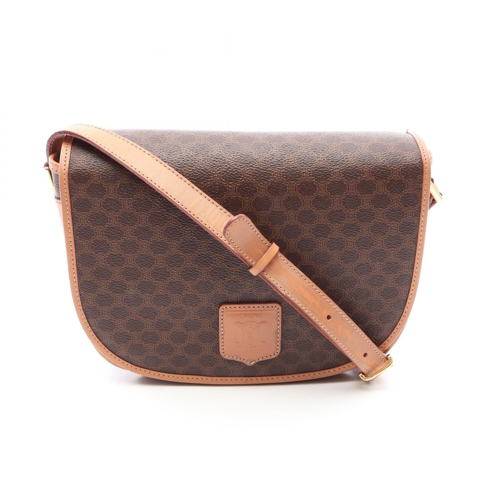 セリーヌ CELINE マカダム ショルダーバッグ ショルダーバッグ バッグ PVCコーティングキャンバス レザー レディース ブラウン系 / ベージュ系 【中古】