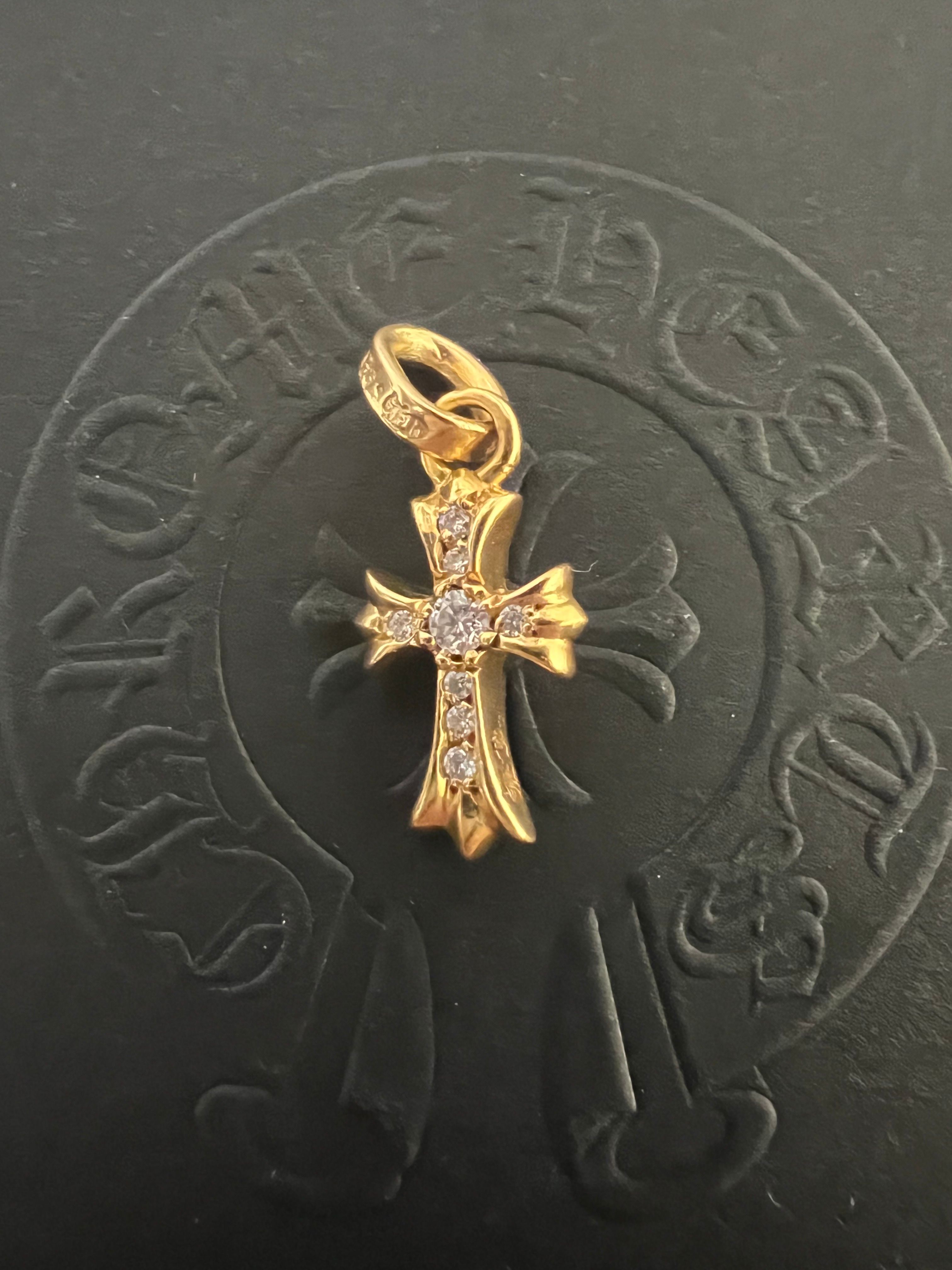 Chrome Hearts 22K CH Cross Baby Fat Charm with Pave Diamond "Yellow Gold"