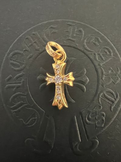 Chrome Hearts 22K CH Cross Baby Fat Charm with Pave Diamond "Yellow Gold"