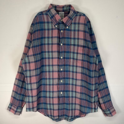 古着 ブルックスブラザーズ Brooks Brothers 長袖シャツ IRISH LINEN チェック REGENT L ブルー系 マルチカラー メンズ