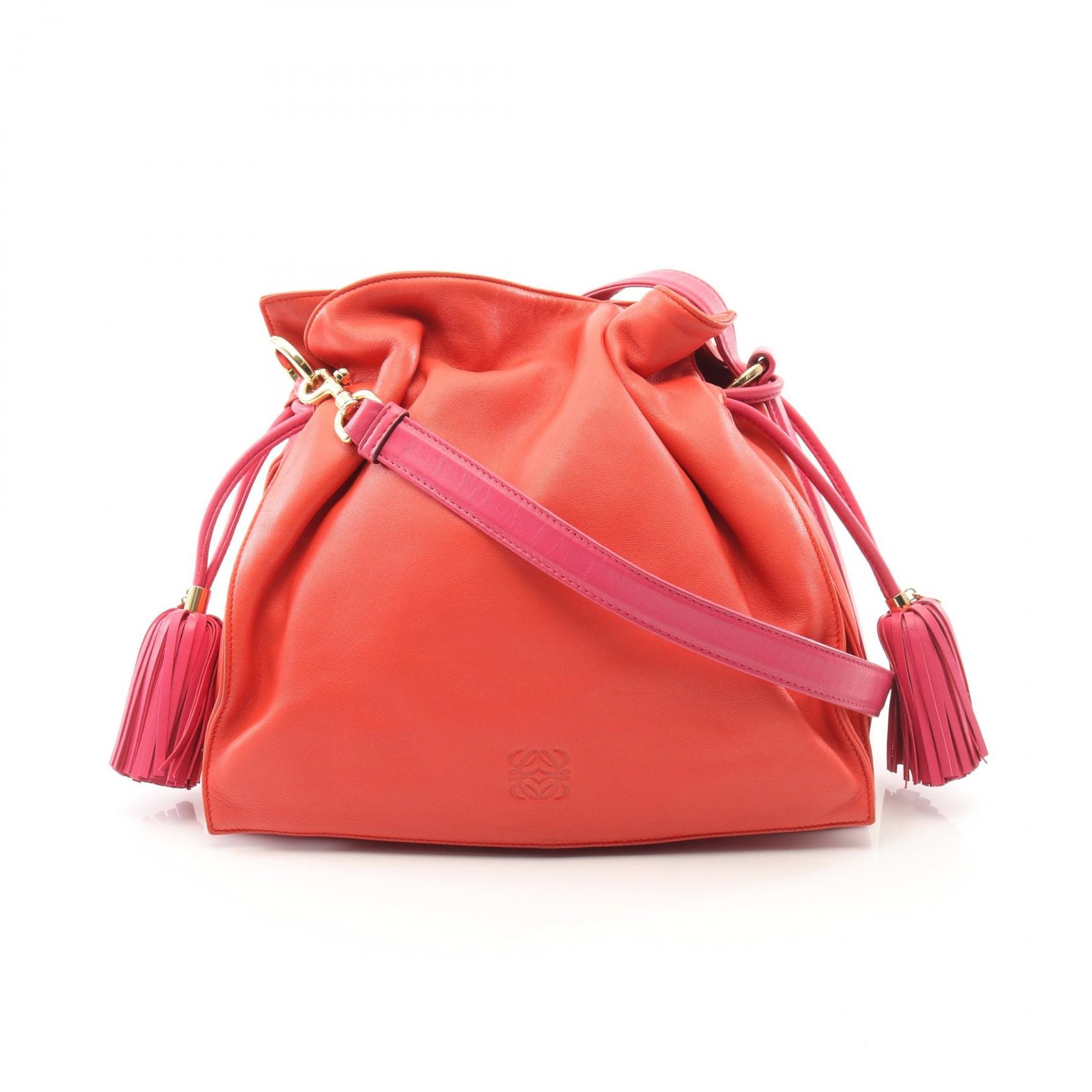 ロエベ LOEWE フラメンコ30 ショルダーバッグ バッグ レザー レディース レッド系 / ピンク系 【中古】