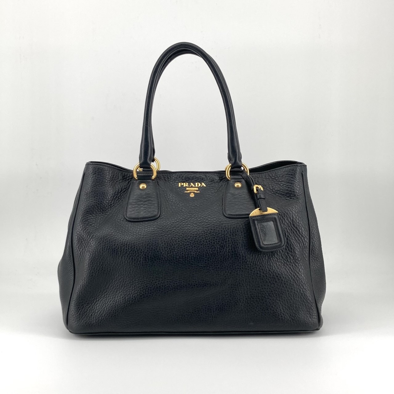 PRADA(プラダ) ヴィッテロダイノ レザー ゴールドロゴ BR4482 ハンドバッグ ブラック