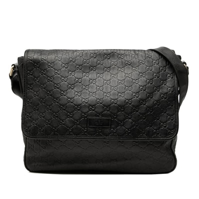 グッチ グッチシマ 斜め掛け ショルダーバッグ 223665 ブラック レザー レディース GUCCI 中古