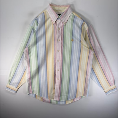 古着 ブルックスブラザーズ Brooks Brothers 長袖シャツ ボタンダウン 刺繍ロゴ M マルチカラー ストライプ メンズ