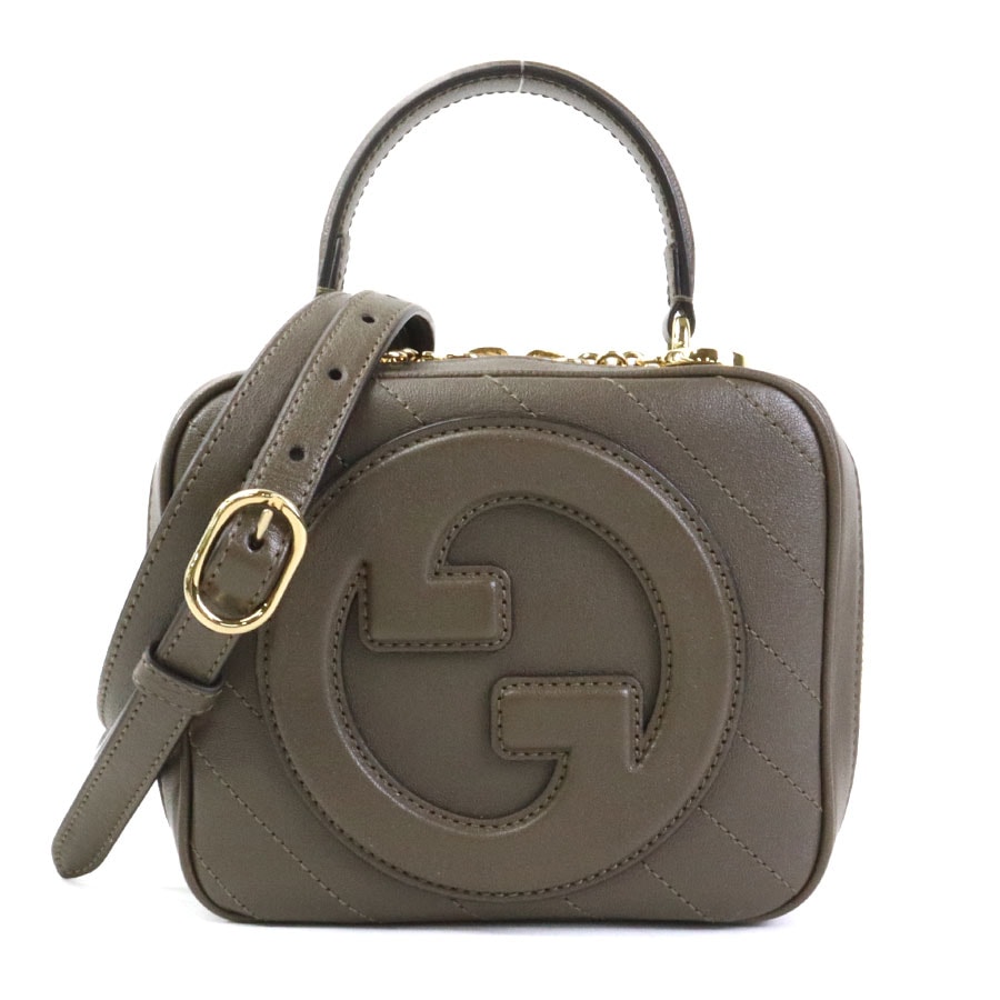 グッチ GUCCI ショルダーバッグ ブロンディ レザー カーキブラウン レディース 744434【中古】 90062i