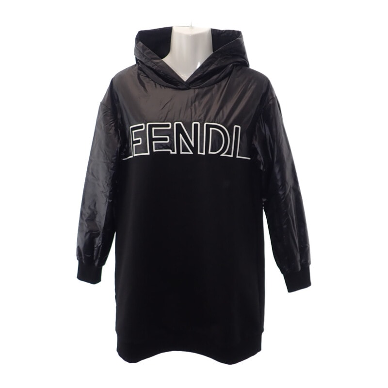 フェンディ FENDI ロゴ JF8541AG34 ワンピース コットン ポリエステル ブラック 12+ キッズ ガールズ【中古】【Aランク】
