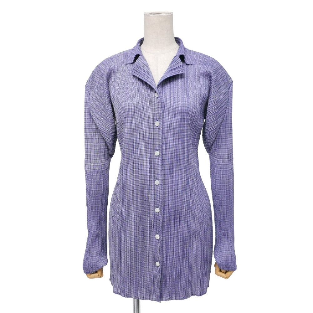 PLEATS PLEASE ISSEY MIYAKE プリーツプリーズ イッセイミヤケ ヴィンテージ 長袖シャツ サイズ3 90’S プリーツ オープンカラー ブラウス ブランド古着【中古】20260126/RA7484