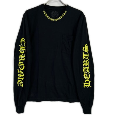 クロムハーツ ブラック イエローネックロゴ L/S Tシャツ M
