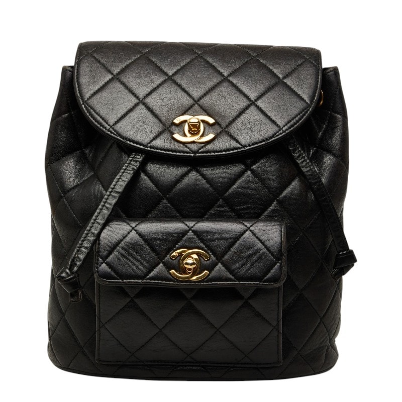 シャネル マトラッセ ココマーク チェーン リュック デイパック バックパック ブラック レザー レディース CHANEL 【中古】