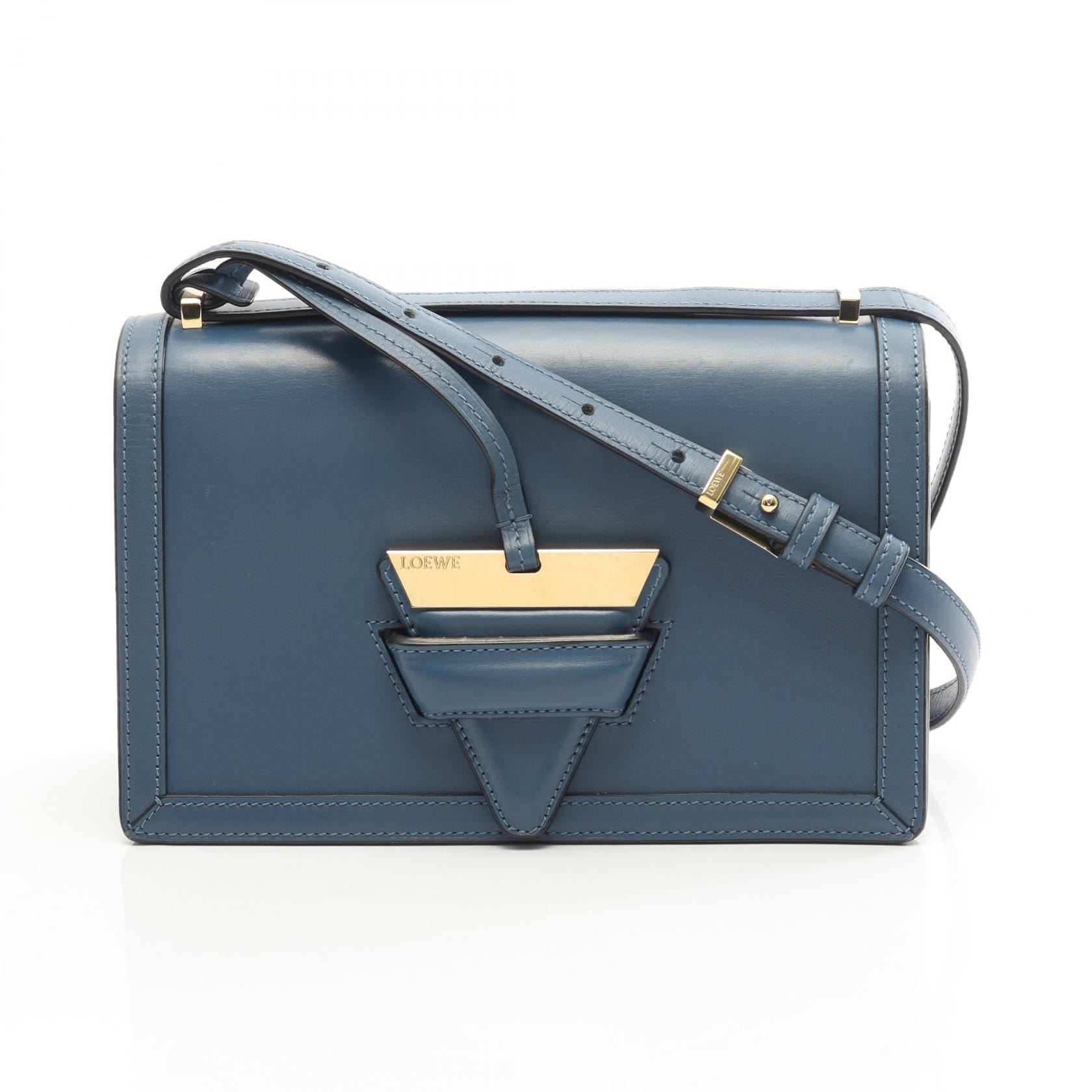 ロエベ LOEWE バルセロナ ショルダーバッグ バッグ レザー レディース ブルー系 【中古】