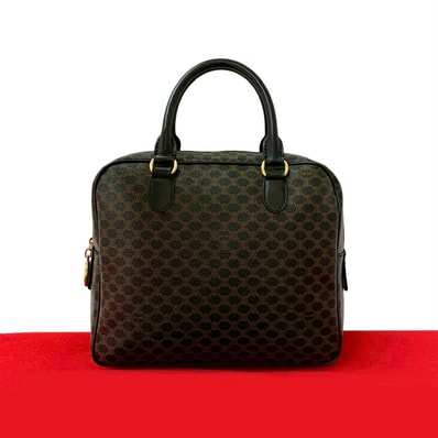 CELINE セリーヌ マカダム ブラゾン 柄 レザー PVC ハンドバッグ ブラック
402-1