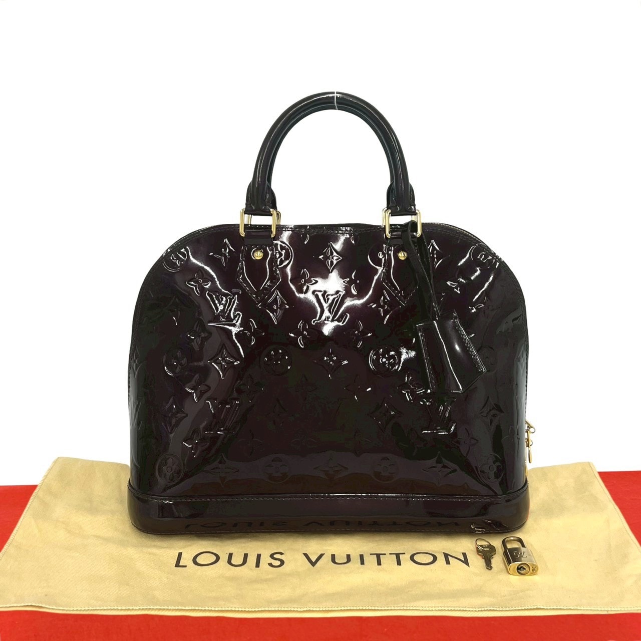 LOUIS VUITTON ルイヴィトン アルマ PM モノグラム ヴェルニ パテントレザー ハンドバッグ ブラウン
 87123