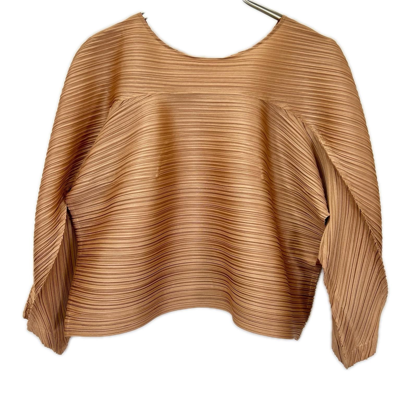 プリーツプリーズ PP93-JK701 ブラウン 横プリーツ tucked bounce カットソー 3