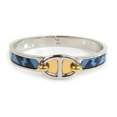 エルメス HERMES バングル ブレスレット ミニ クリック シェーヌダンクル メタル/エナメル シルバー/ブルー/ゴールド レディース【中古】 e61794g