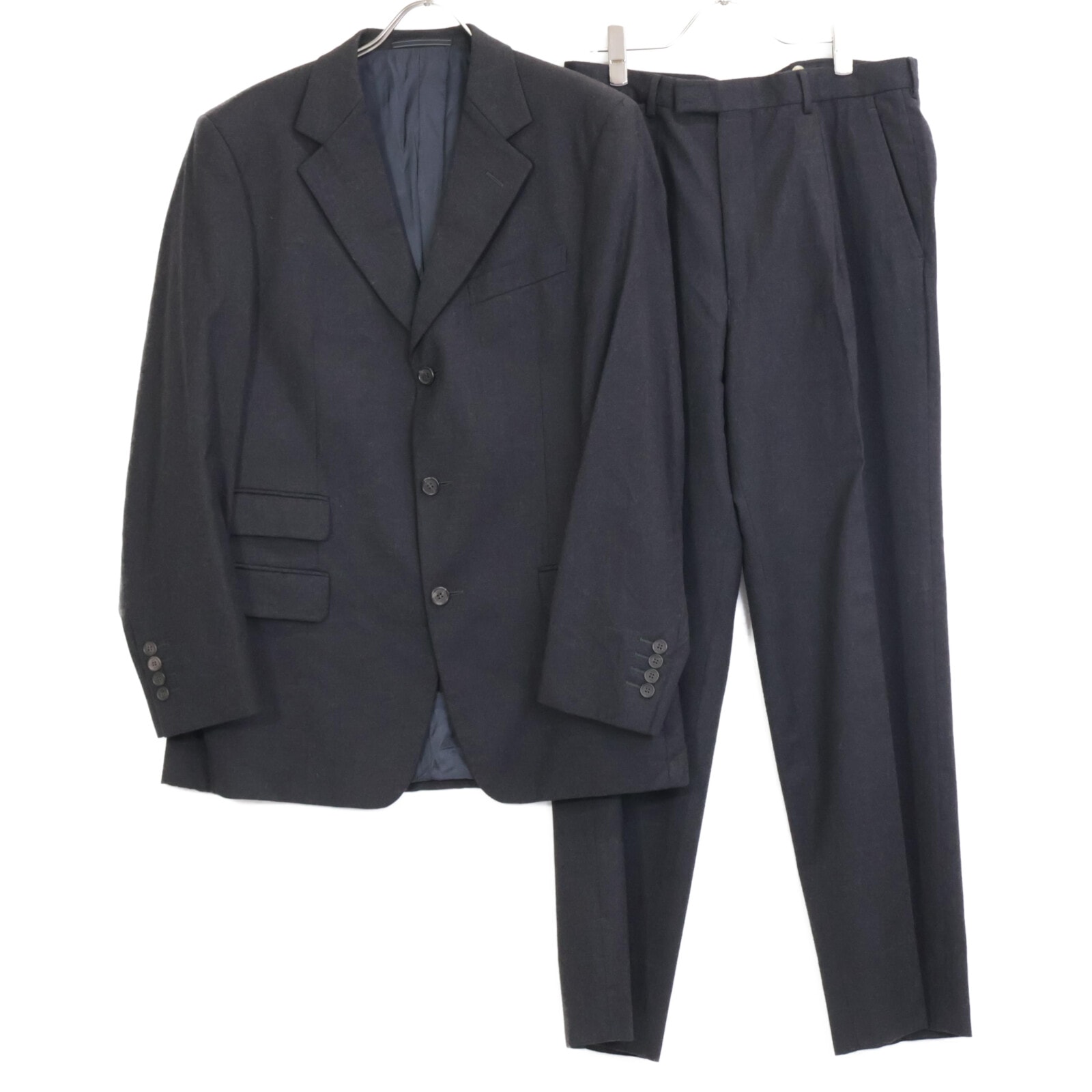 グッチ 304-1041 ブラック カシミヤ混 シングルブレストジャケット パンツ スーツ セットアップ F