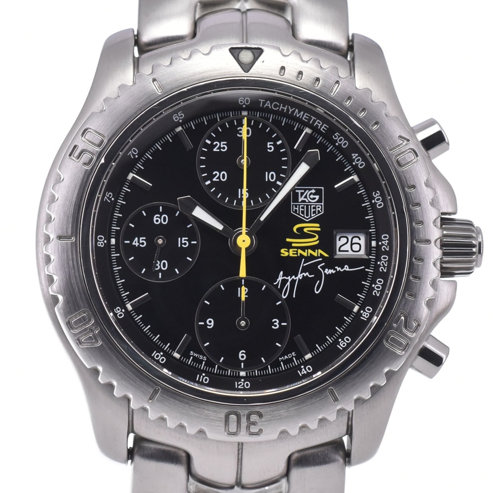 タグホイヤー TAG HEUER CT2115 リンク アイルトン・セナ限定モデル クロノグラフ デイト 自動巻き メンズ 美品 箱付き 腕時計 C#149652