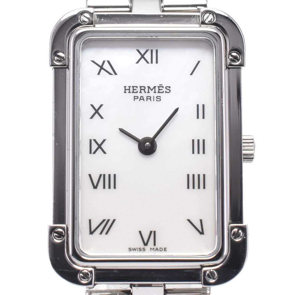 エルメス HERMES CR2.210 クロアジュール ホワイトシェル クォーツ レディース 美品 箱付き 腕時計 I#147919