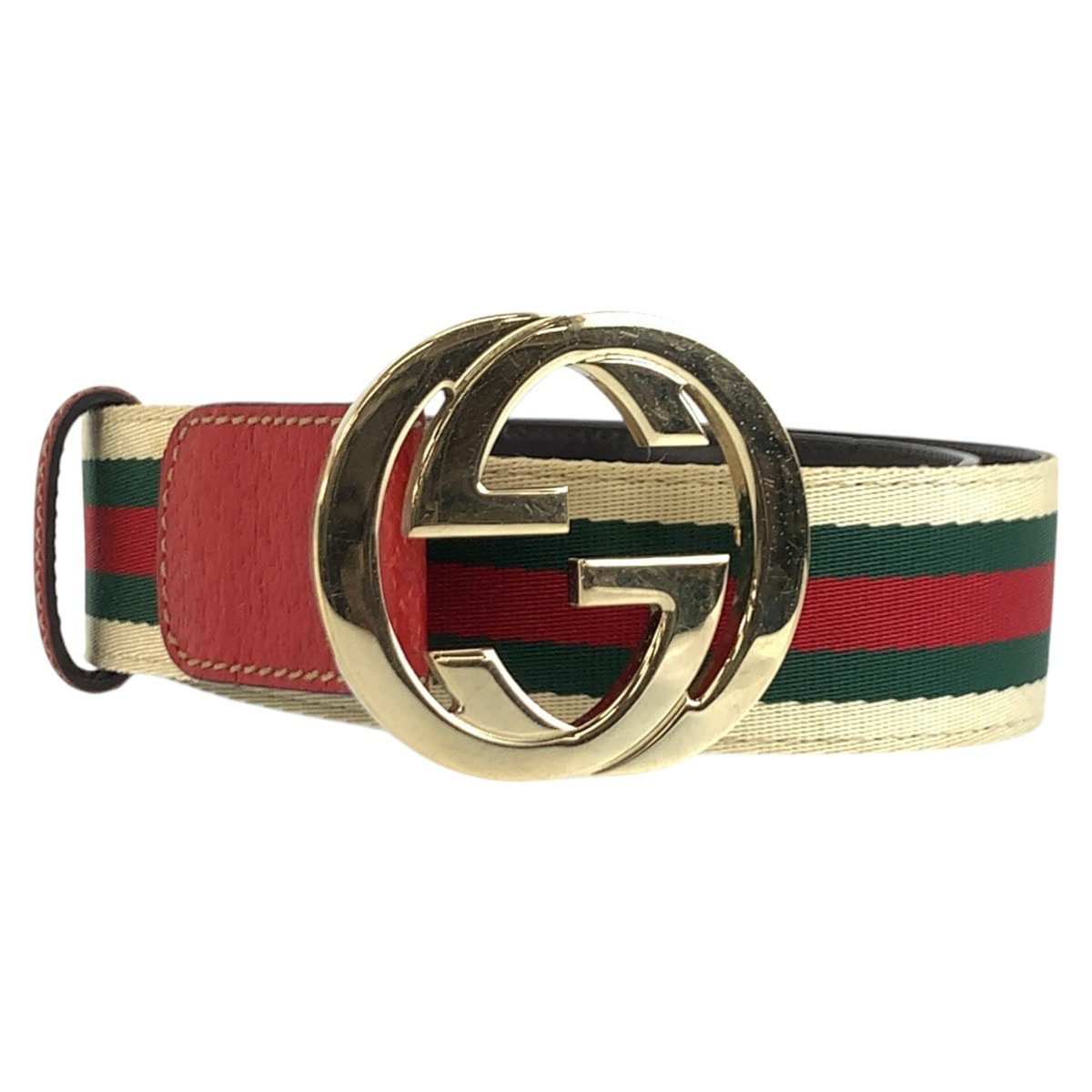 美品 GUCCI グッチ シェリーライン インターロッキング 75cm/30インチ マルチカラー ゴールド金具 キャンバス ベルト 604381 【中古】