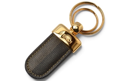 フェンディ キーリング FENDI ペカン柄 キーホルダー ブラック/グレー バッグチャーム ヴィンテージ【中古】