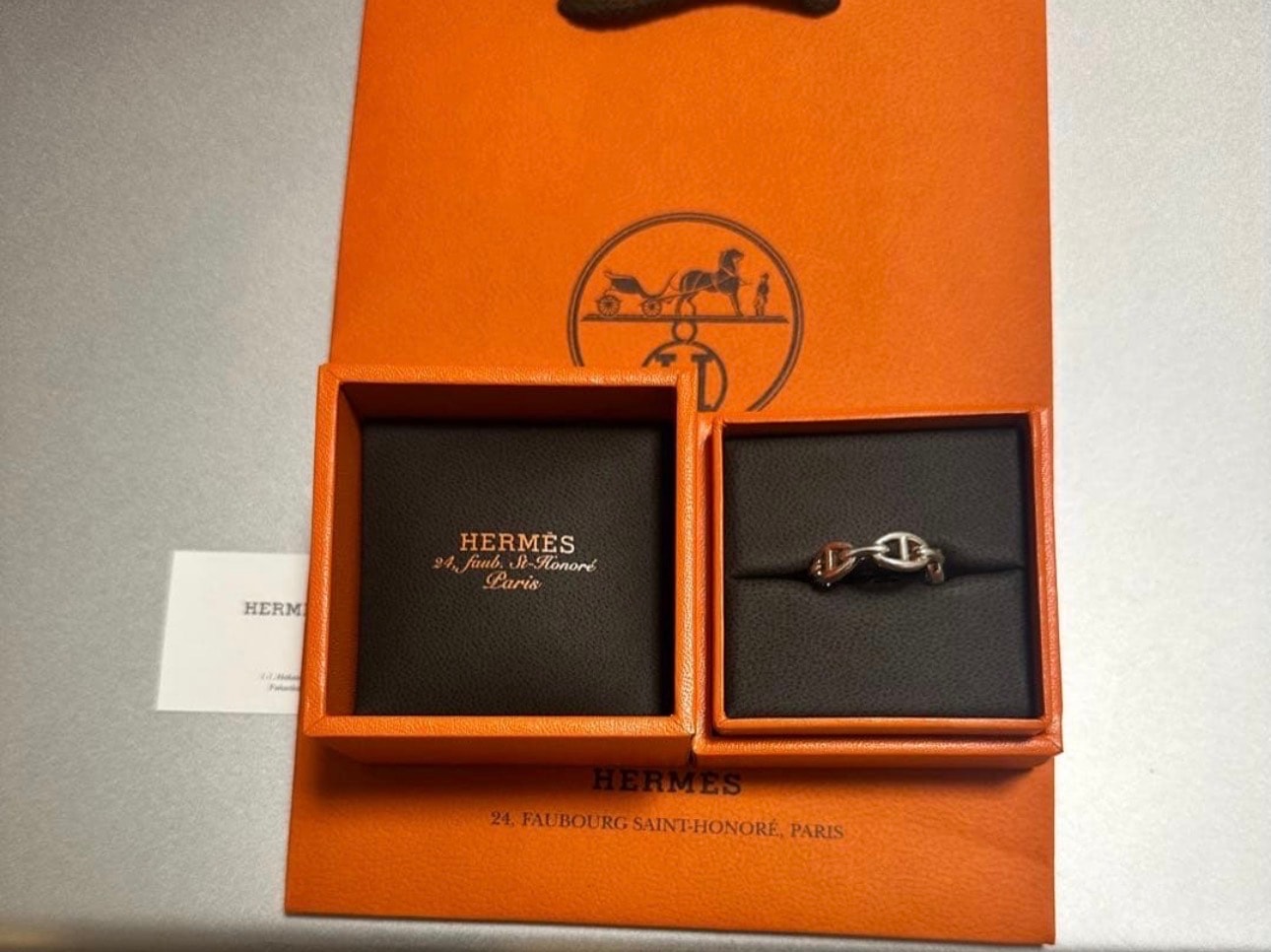 Hermes Chaine D'ancre Enchainee Ring PM "Silver"