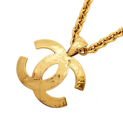 【6jdb0618】シャネル ネックレス ヴィンテージ ココマーク マトラッセ GPメッキ ゴールド【中古】レディース