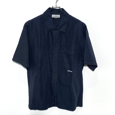 Stone Island Cotton Canvas Short Sleeve Shirt "Nevy"
