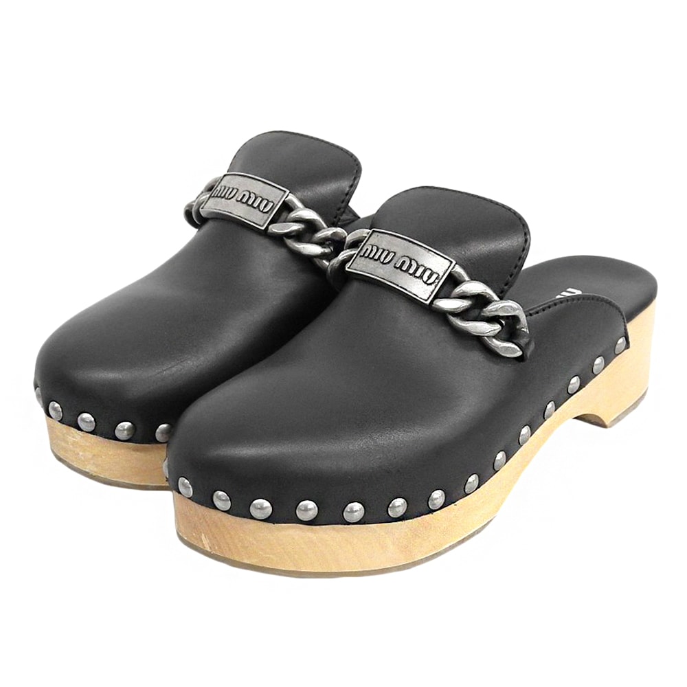 ミュウミュウ 美品 calzature donna VITELLO2 サンダル シューズ レディース 黒 ブラック 38 5Z713D 38