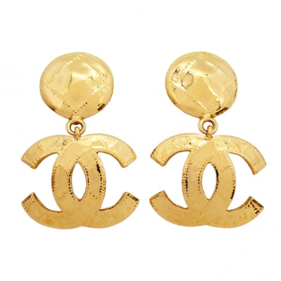【6jdb0612】シャネル イヤリング ヴィンテージ ココマーク マトラッセ GPメッキ ゴールド【中古】レディース