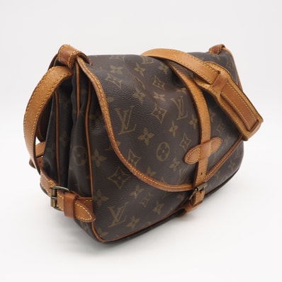 LOUIS VUITTON ルイ・ヴィトン モノグラム ソミュール30 M42256 ショルダーバッグ ブラウン ベージュ コーティングキャンバス レザー レディース