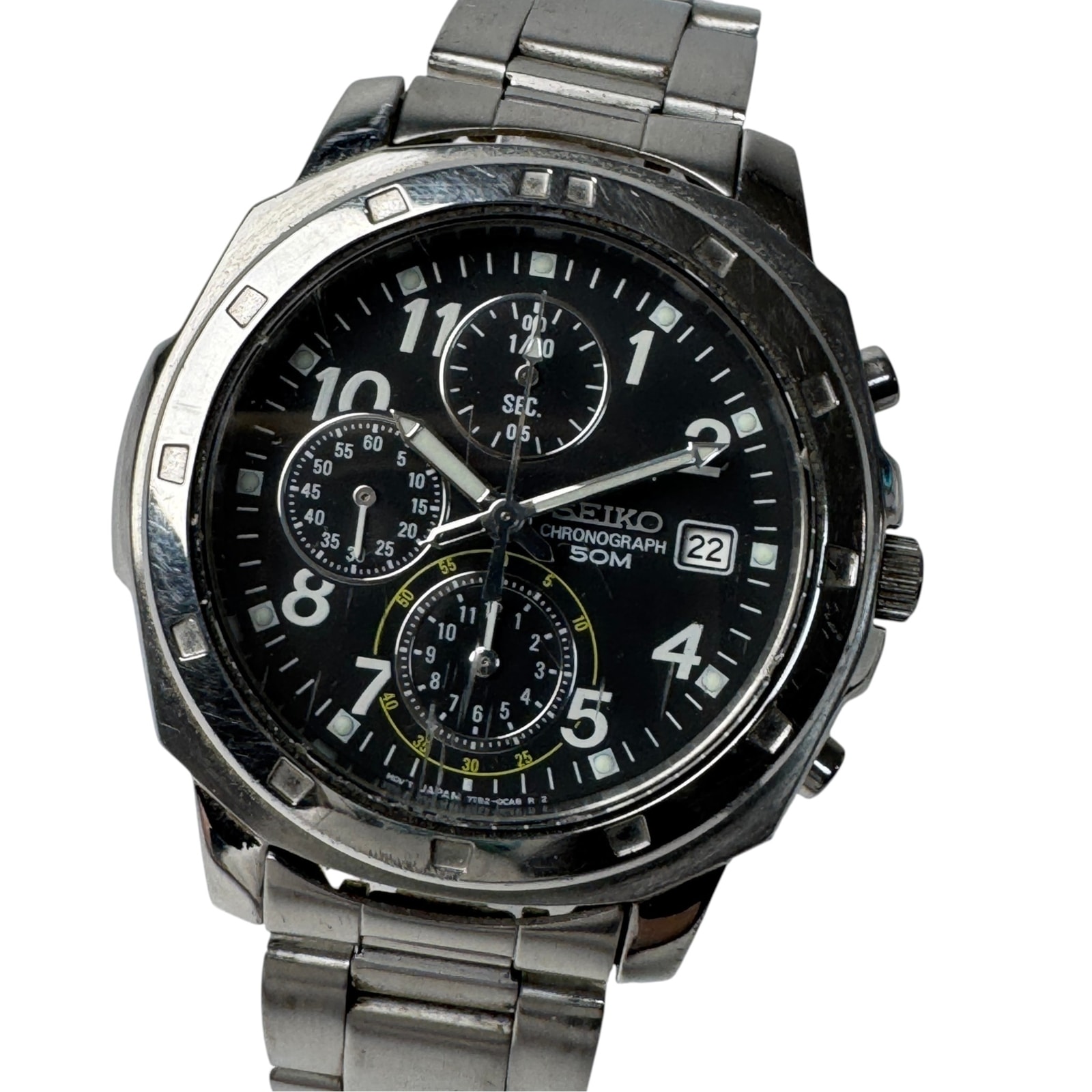 セイコー SEIKO 腕時計 クロノグラフ クォーツ 稼動品 7T92-0CA0 電池交換済み メンズ