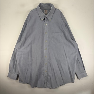 古着 ブルックスブラザーズ Brooks Brothers 長袖シャツ ボタンダウン 胸ポケット 2XL ブルー系 ストライプ メンズ