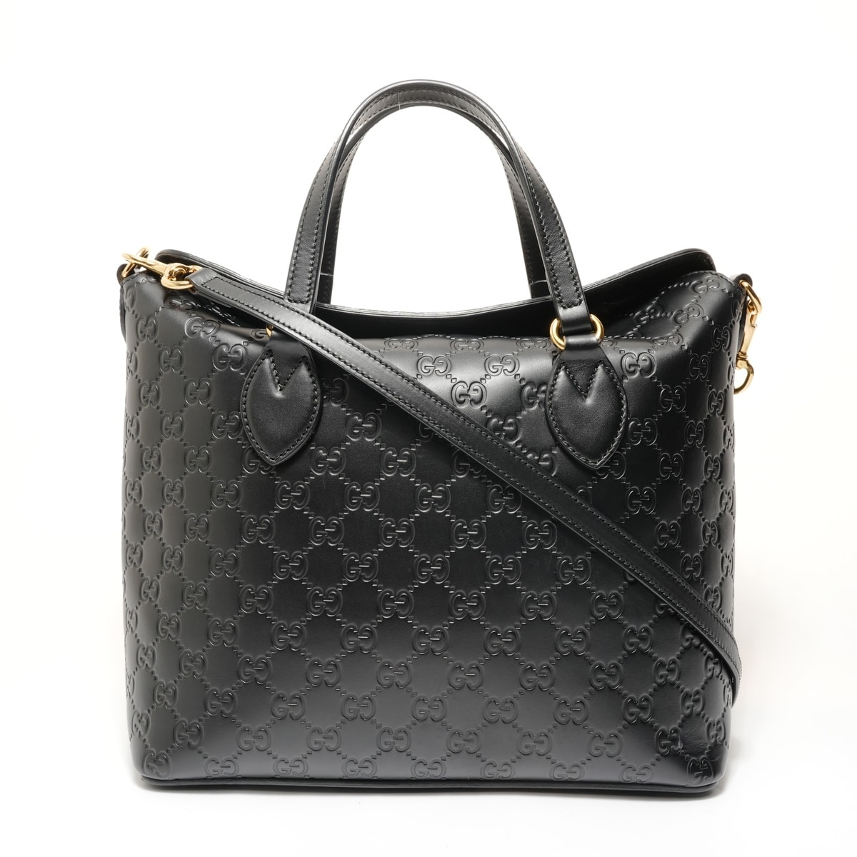 グッチ GUCCI GGシマ レザー トップハンドル 2WAY ショルダーバッグ【中古】