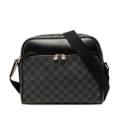 ルイ ヴィトン ダミエ デイトンPM 斜め掛け ショルダーバッグ N41408 ブラック PVC レザー メンズ LOUIS VUITTON 【中古】