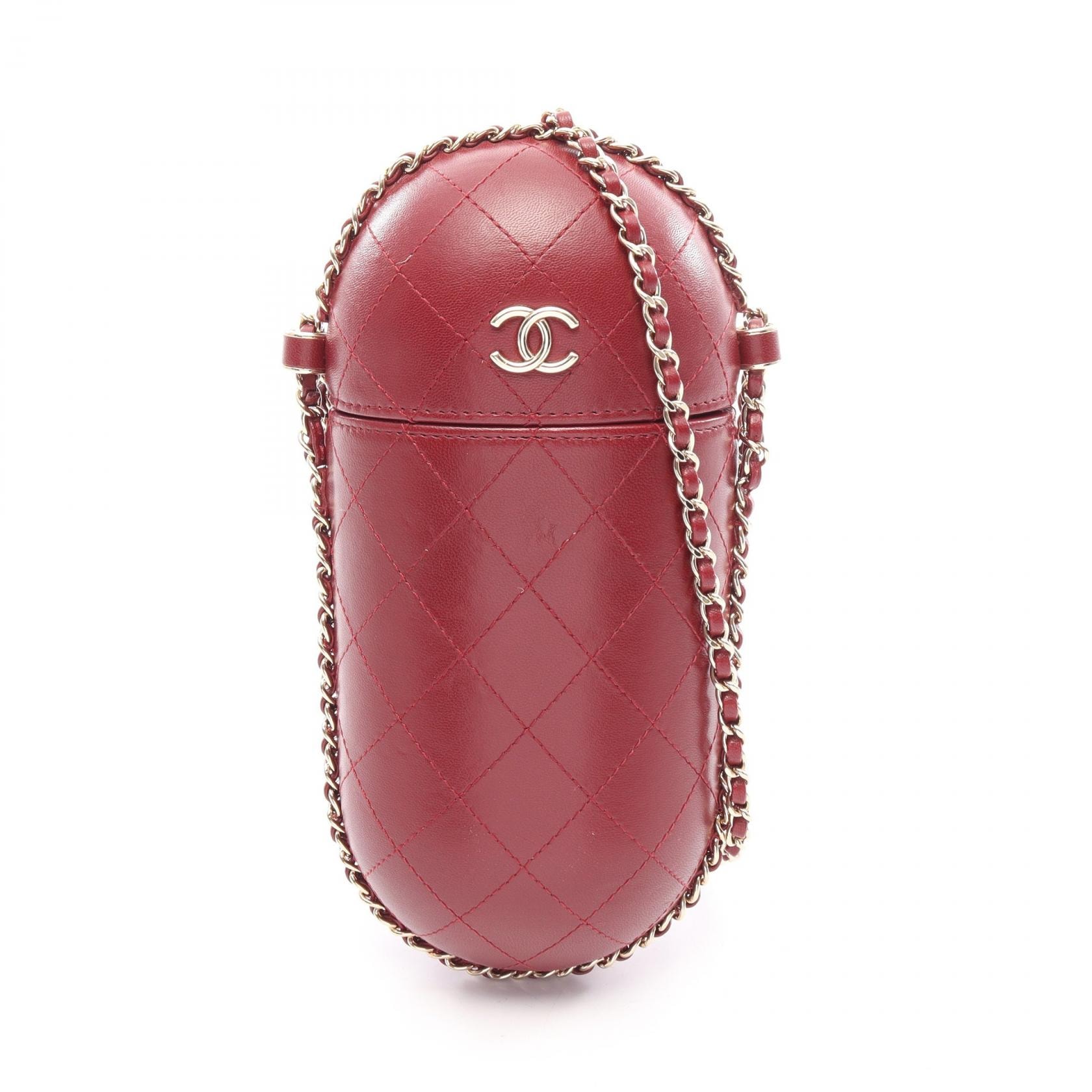シャネル CHANEL マトラッセ メガネケース ショルダーバッグ バッグ レザー レディース ボルドー系 【中古】