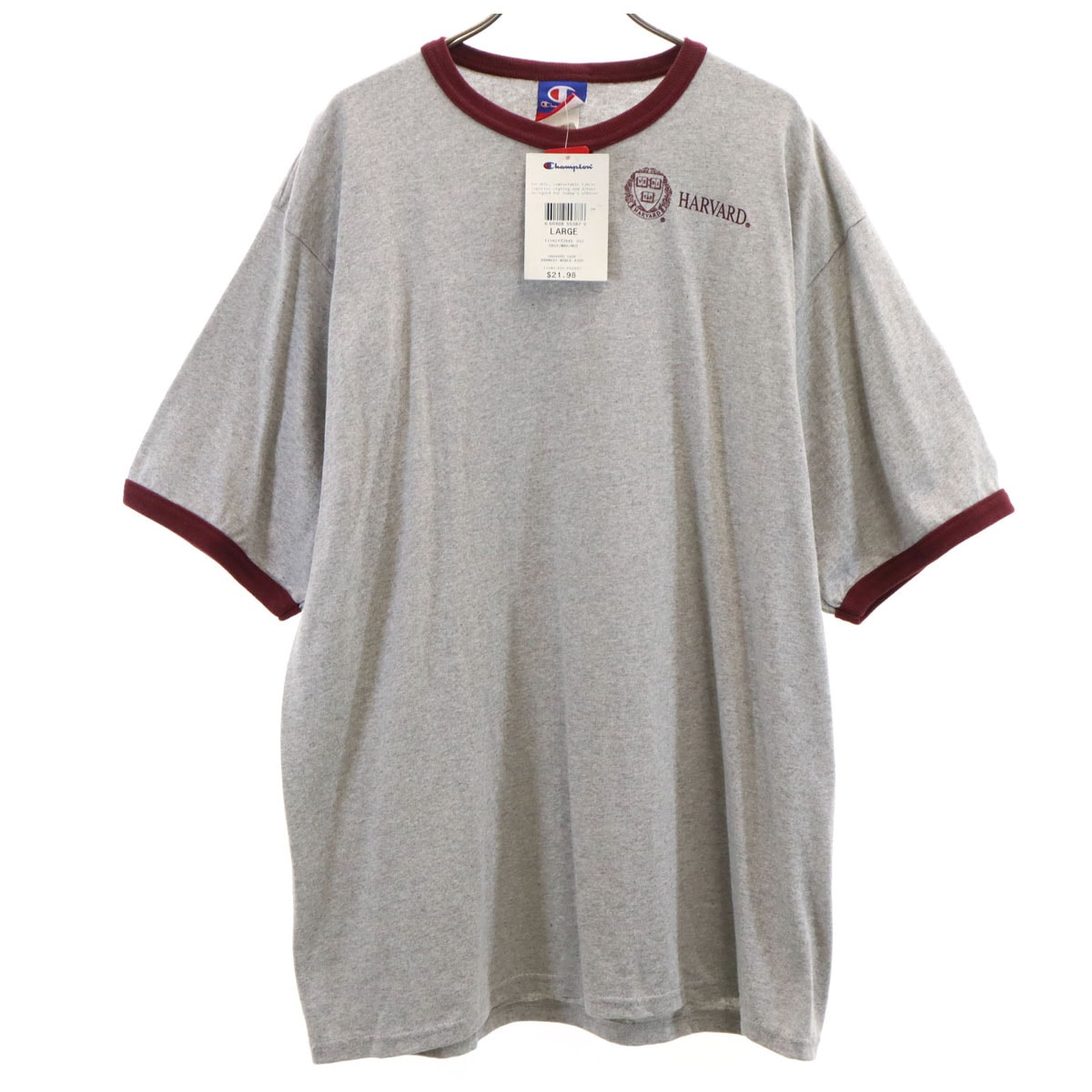 未使用 Champion チャンピオン HARVARD 半袖 リンガー Tシャツ L グレー