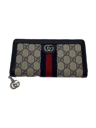 GUCCI Ophidia GG Zip Around Wallet "Beige/Blue"