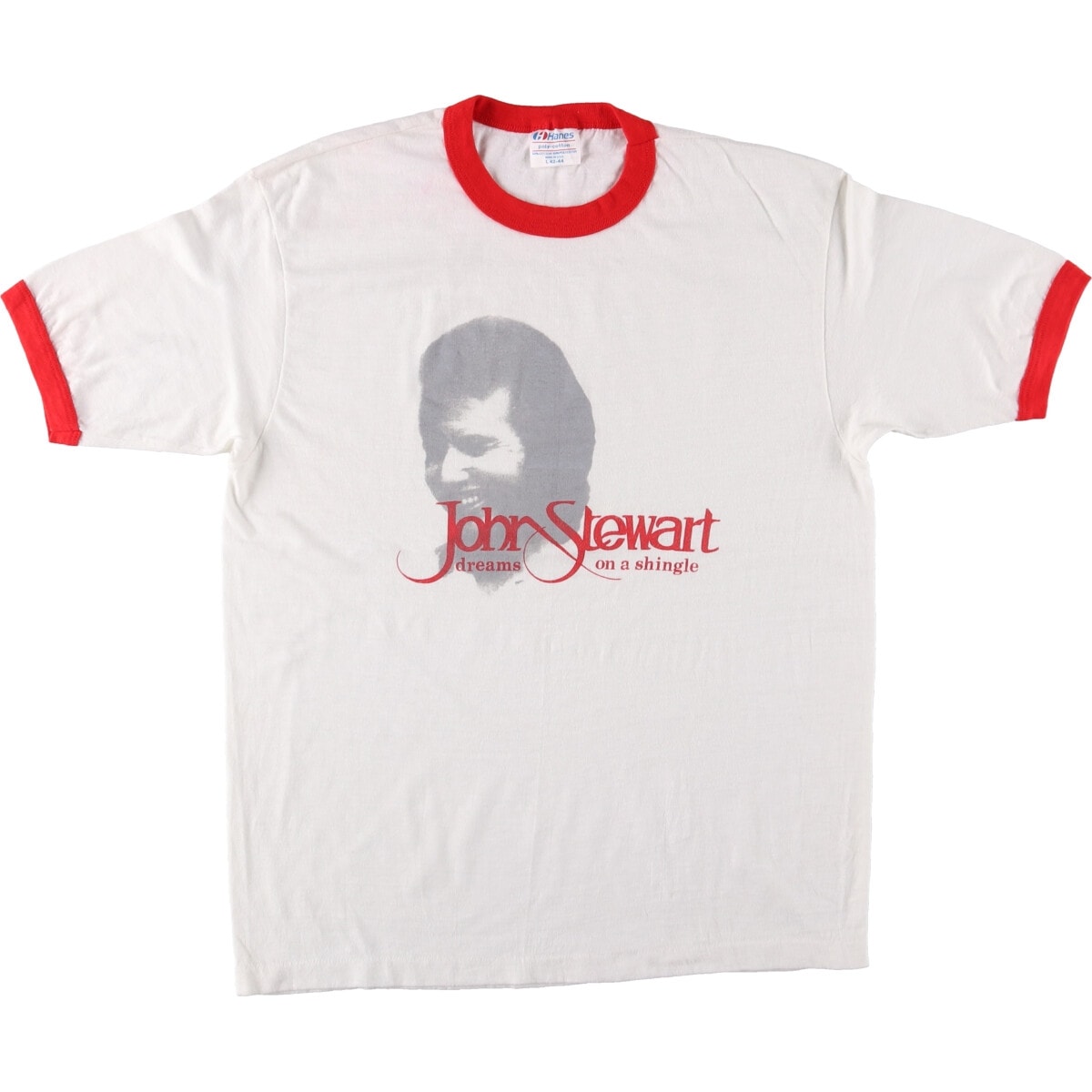 古着 80年代 ヘインズ Hanes POLY-COTTON 青タグ JON STEWART ジョンスチュワート リンガーTシャツ USA製 メンズL相当 ヴィンテージ/eaa561147