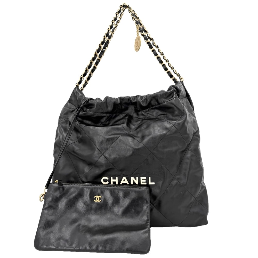 CHANEL シャネル ショルダーバッグ シャネル22 チェーンショルダーバッグ 肩掛け 斜め掛け AS3261 レザー    ブラック 黒 ゴールド金具 レディース 美品【中古品】