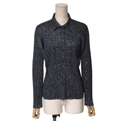 ■美品■PLEATS PLEASE ISSEY MIYAKE プリーツプリーズ イッセイミヤケ ブラウス サイズ3 プリーツ 長袖 シャツ 総柄 ブランド古着【中古】20250609/RA5190